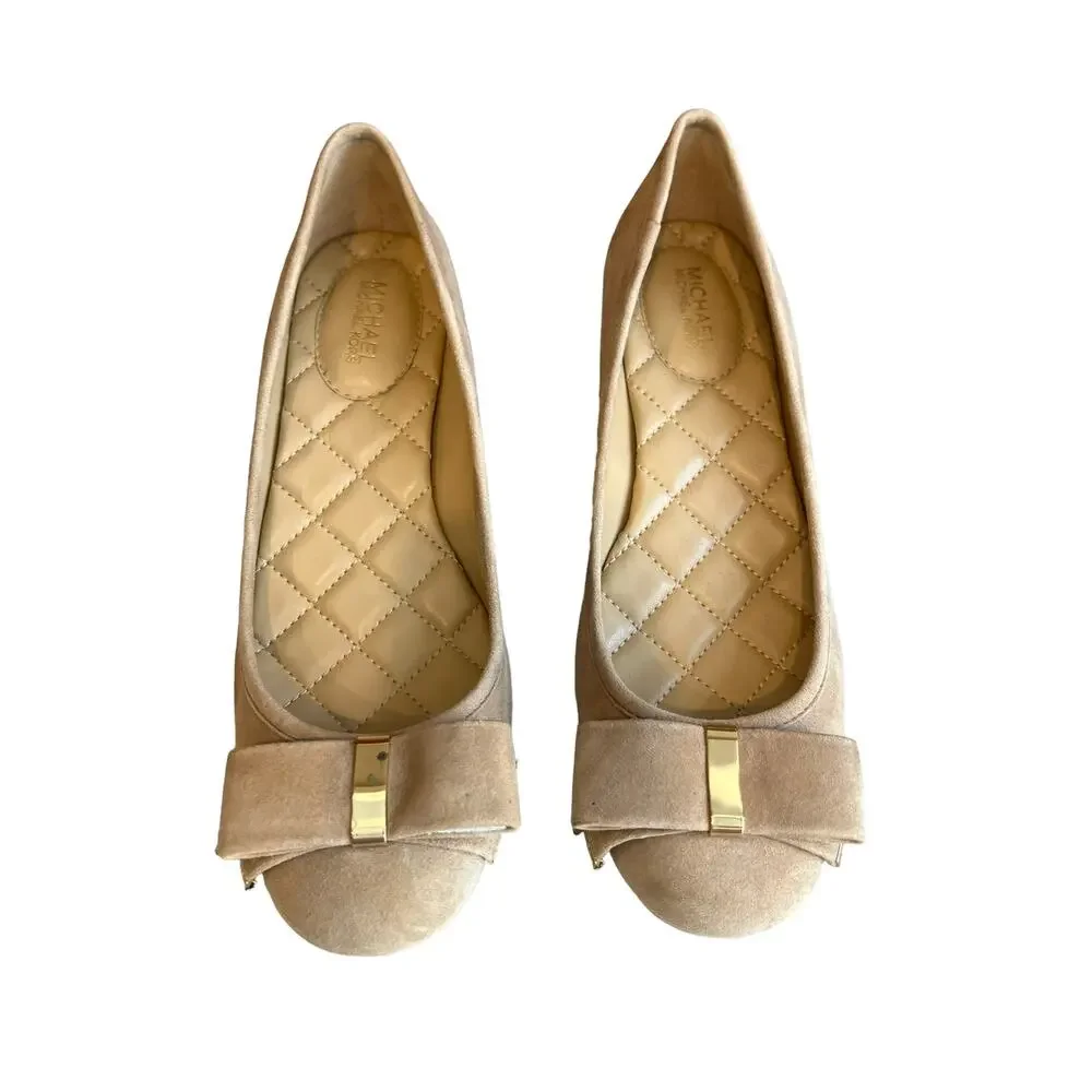 Michael Kors modest nude suede low heels bow detail 6